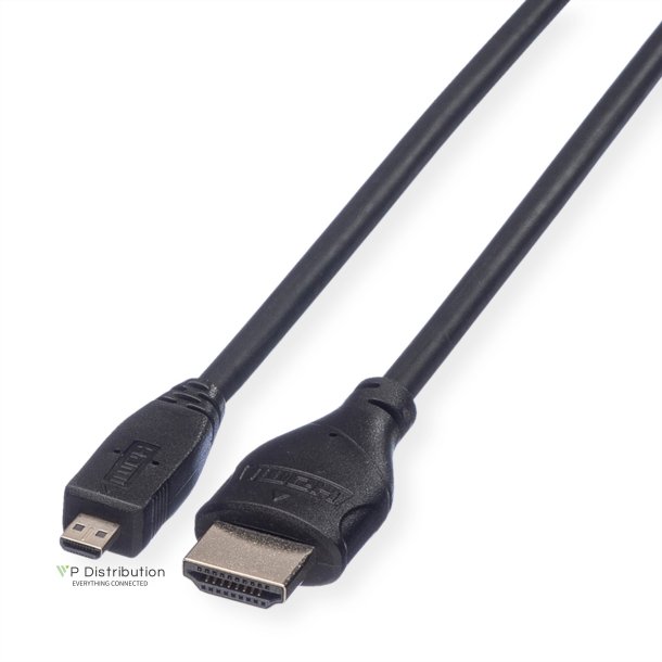 ROLINE HDMI High Speed Cable + Ethernet, A - D, M/M, 2 m