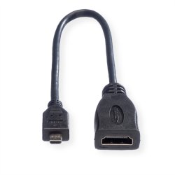 ROLINE HDMI High Speed Cable + Ethernet, A - D, F/M, 0.15 m