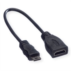 ROLINE HDMI High Speed Cable + Ethernet, A - C, F/M, 0.15 m