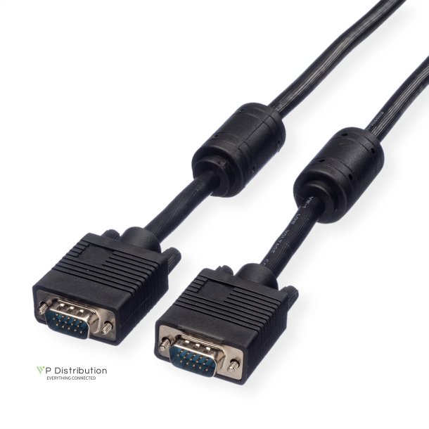 ROLINE HQ VGA Cable + Ferrite + DDC, HD15, M/M, 2 m