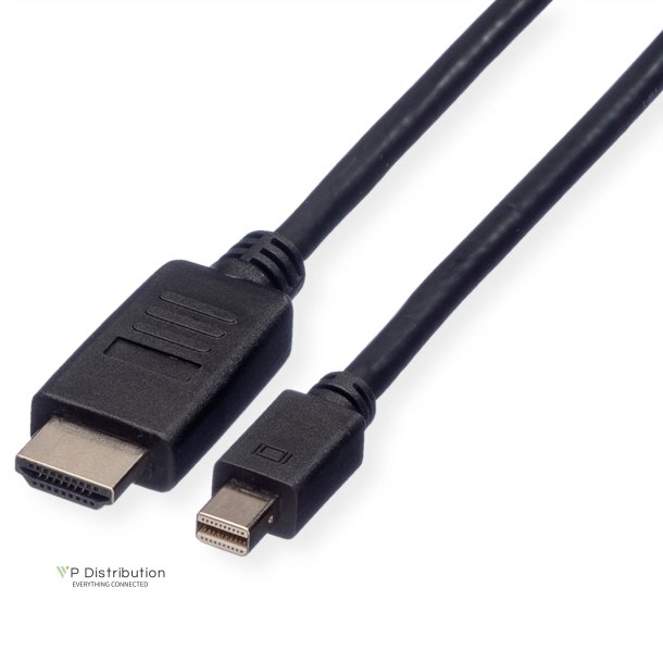 ROLINE Mini DisplayPort Cable, Mini DP-HDTV, M/M, black, 1.5 m