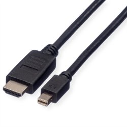 ROLINE Mini DisplayPort Cable, Mini DP-HDTV, M/M, black, 1 m