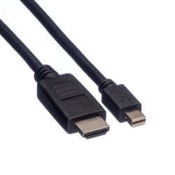 ROLINE Mini DisplayPort Cable, Mini DP-HDTV, M/M, black, 2 m