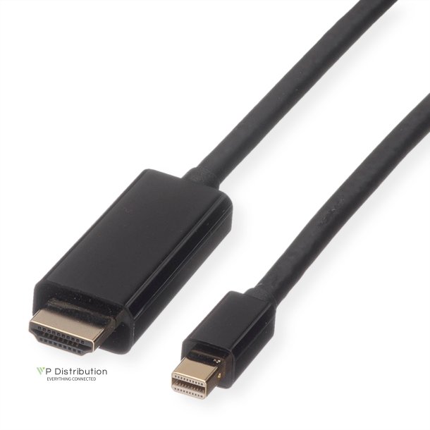 ROLINE Mini DisplayPort Cable, Mini DP-UHDTV, M/M, black, 1 m