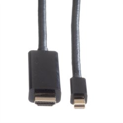 ROLINE Mini DisplayPort Cable, Mini DP-UHDTV, M/M, black, 1 m