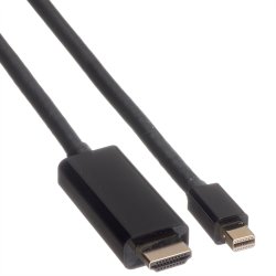 ROLINE Mini DisplayPort Cable, Mini DP-UHDTV, M/M, black, 2 m