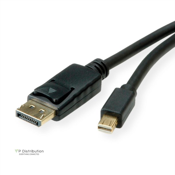 ROLINE Mini DisplayPort Cable, v1.4, mDP-DP, M/M, black, 2 m