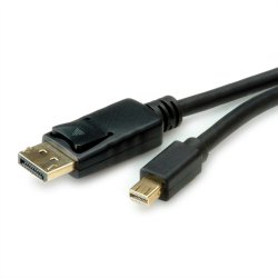 ROLINE Mini DisplayPort Cable, v1.4, mDP-DP, M/M, black, 1 m