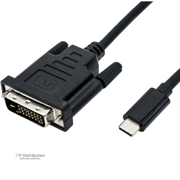 ROLINE USB Type C - DVI Cable, M/M, 1 m