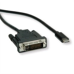 ROLINE USB Type C - DVI Cable, M/M, 1 m