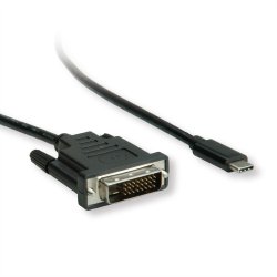 ROLINE USB Type C - DVI Cable, M/M, 1 m