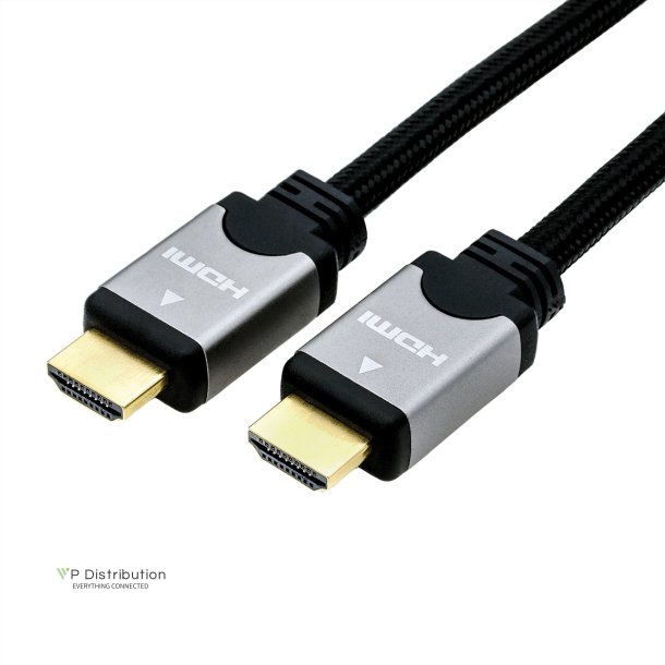 ROLINE HDMI High Speed Cable + Ethernet, M/M, black /silver, 1 m