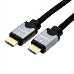 ROLINE HDMI High Speed Cable + Ethernet, M/M, black /silver, 2 m