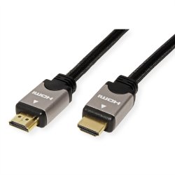 ROLINE HDMI High Speed Cable + Ethernet, M/M, black /silver, 3 m