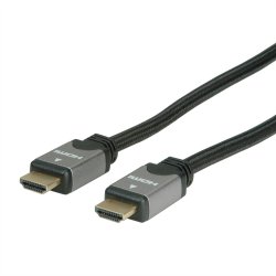 ROLINE HDMI High Speed Cable + Ethernet, M/M, black /silver, 1.5 m