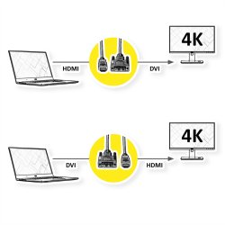 ROLINE Monitor Cable, DVI (24+1) - HDMI, M/M, black /silver, 5 m