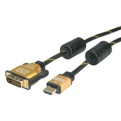 ROLINE GOLD Monitor Cable, DVI (24+1) - HDMI, M/M, 2 m
