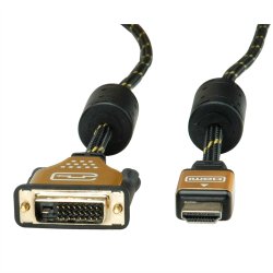 ROLINE GOLD Monitor Cable, DVI (24+1) - HDMI, M/M, 7.5 m