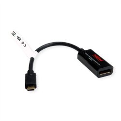 ROLINE Type C - DisplayPort AdapterCable, M/F, Bi-rectional, 0.2 m