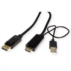 ROLINE Cable, UHDTV - DisplayPort, M/M, black, 2 m