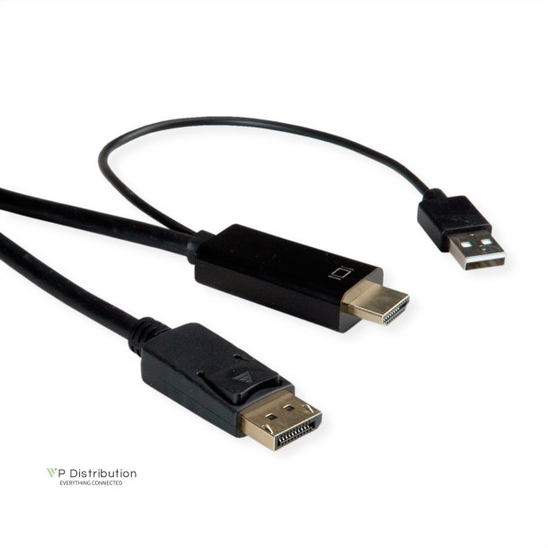 ROLINE Cable, UHDTV - DisplayPort, M/M, black, 1 m