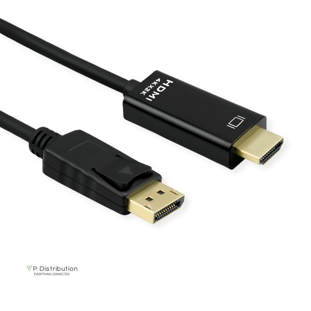 ROLINE DisplayPort Cable, DP - UHDTV, Slim, M/M, black, 1 m