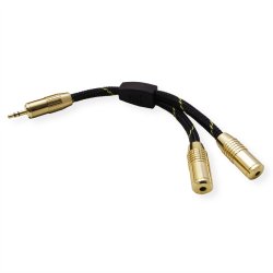 ROLINE GOLD 3.5mm Adapter cable (1x M, 2x F), 0.15m
