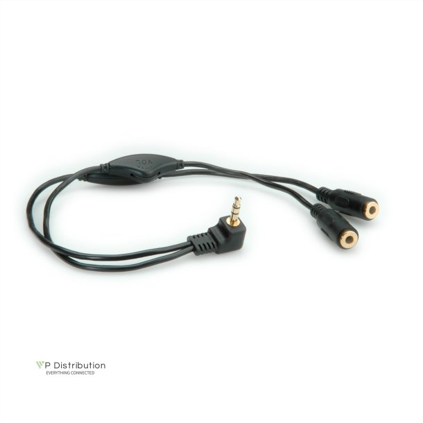 ROLINE Y Audio Cable with 3.5 mm Stereo Plug (2x speaker lines), Volume Control