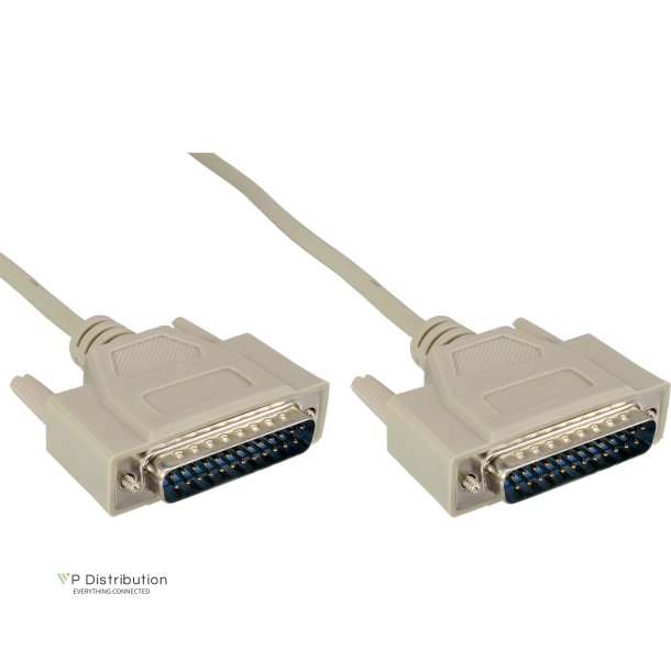 InLine&reg; Serial Cable molded DB25 male to male direct grey 2m