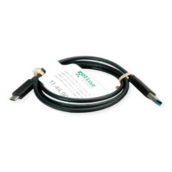 ROLINE GREEN USB 3.2 Gen 1 Cable, A-C, M/M, black, 1 m