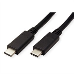 ROLINE GREEN USB 3.2 Gen 2 Cable, PD (Power Delivery) 20V5A, with Emark, C-C, M/M, black, 0.5 m