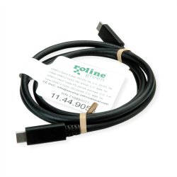 ROLINE GREEN USB 3.2 Gen 2 Cable, PD (Power Delivery) 20V5A, with Emark, C-C, M/M, black, 0.5 m