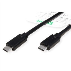ROLINE GREEN USB 3.2 Gen 2x2 Cable, PD (Power Delivery) 20V5A, with Emark, C-C, M/M, 20 Gbit/s, black, 1 m