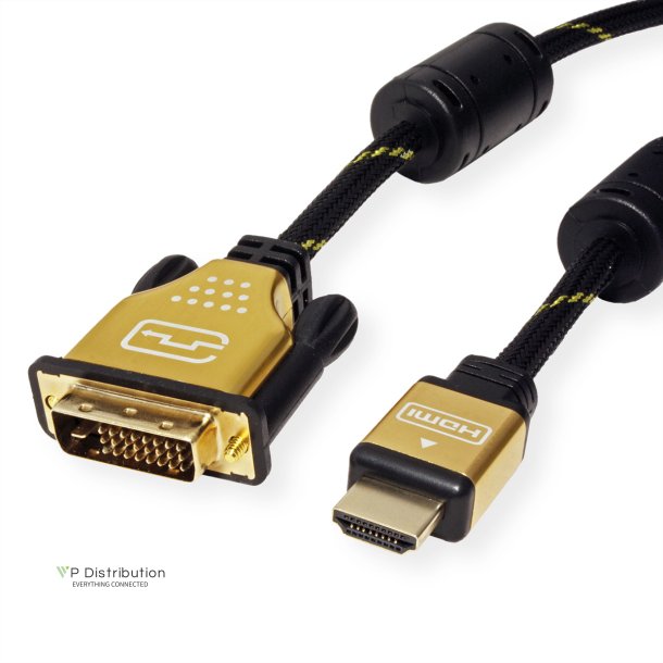 ROLINE GOLD Monitor Cable, DVI (24+1) - HDMI, M/M, 1 m