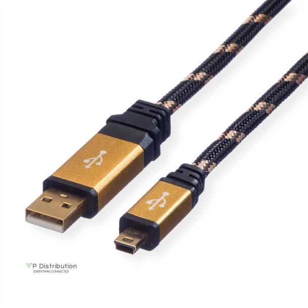 ROLINE GOLD USB 2.0 Cable, A - 5-Pin Mini, M/M, 0.8 m