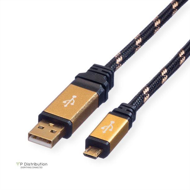 ROLINE GOLD USB 2.0 Cable, A - Micro B, M/M, 0.8 m