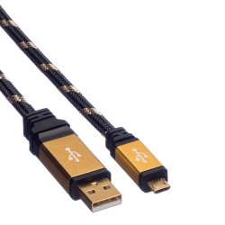 ROLINE GOLD USB 2.0 Cable, A - Micro B, M/M, 0.8 m