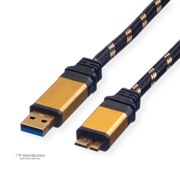 ROLINE GOLD USB 3.2 Gen 1 Cable, A - Micro B, M/M, 0.8 m