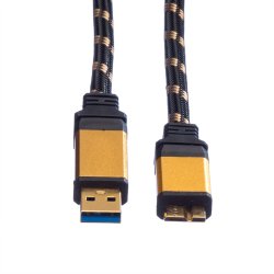 ROLINE GOLD USB 3.2 Gen 1 Cable, A - Micro B, M/M, 0.8 m
