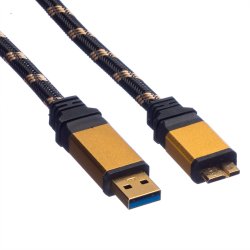 ROLINE GOLD USB 3.2 Gen 1 Cable, A - Micro B, M/M, 0.8 m