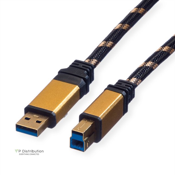 ROLINE GOLD USB 3.2 Gen 1 Cable, A - B, M/M, 0.8 m