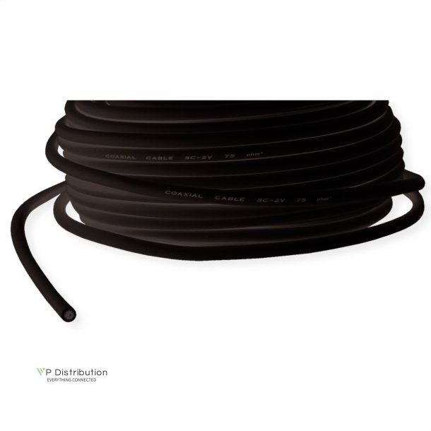 VALUE Coaxial Cable RG-59, 75 Ohm, Black, 100 m roll