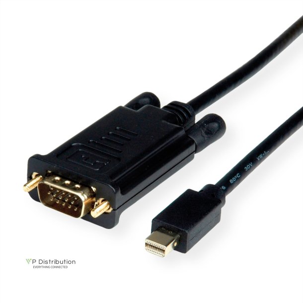 ROLINE Cable MiniDisplayPort - VGA, Mini DP M - VGA M, black, 3 m