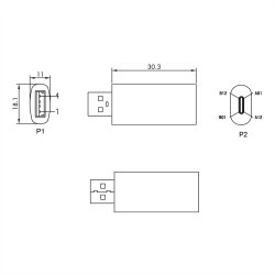 VALUE USB Data Blocker, A-C, M/F (ST/BU)