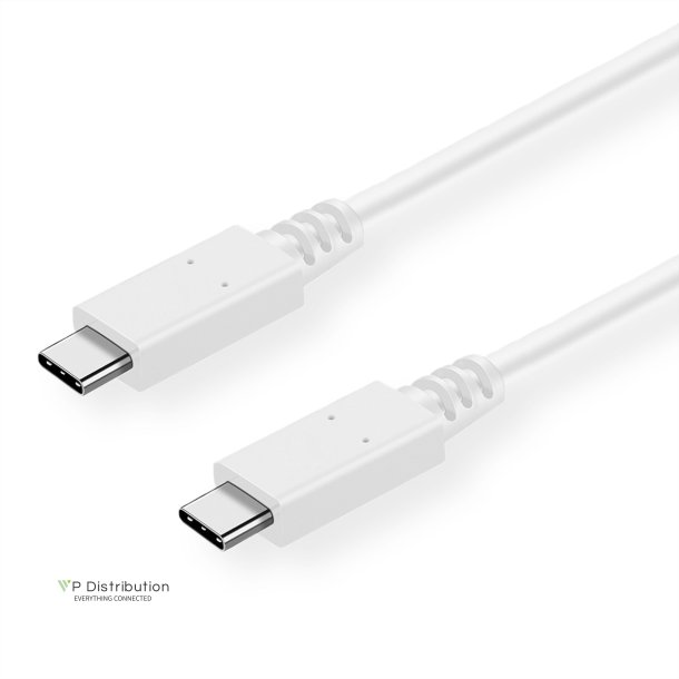 VALUE USB 3.2 Gen 2 Cable, PD (Power Delivery) 20V5A, with Emark, C-C, M/M, white, 1 m