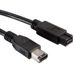 ROLINE IEEE1394b FireWire Cable, 9/6-pin, A-B, black, 1.8 m