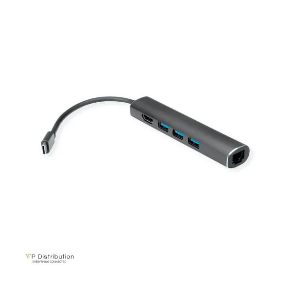 VALUE USB - C Dock, 1x 4K HDMI, 3x USB3.2 Gen1, 1x Gigabit Ethernet