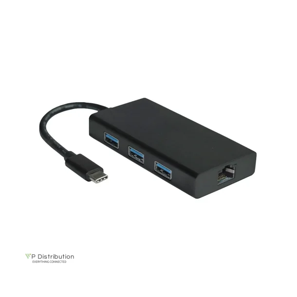 VALUE USB3.2 Gen2 C - Gigabit Ethernet Converter + 3x Hub USB3.2 Gen1 A F