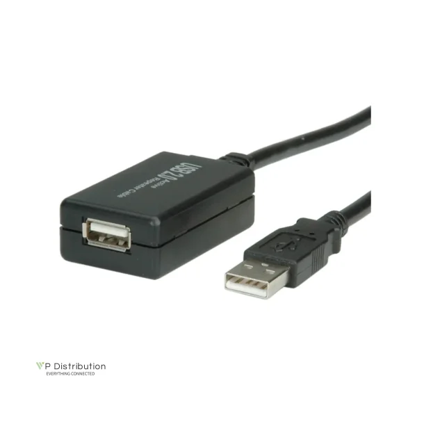 VALUE USB2.0 Extension Cable, Active, with Repeater, black, 12m