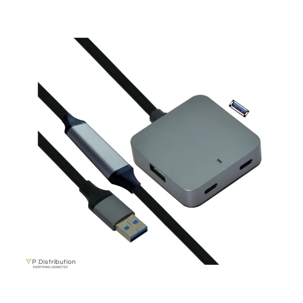 VALUE USB3.2 Gen1 Hub w. Extension Cable, 2xA + 2x C, 10m